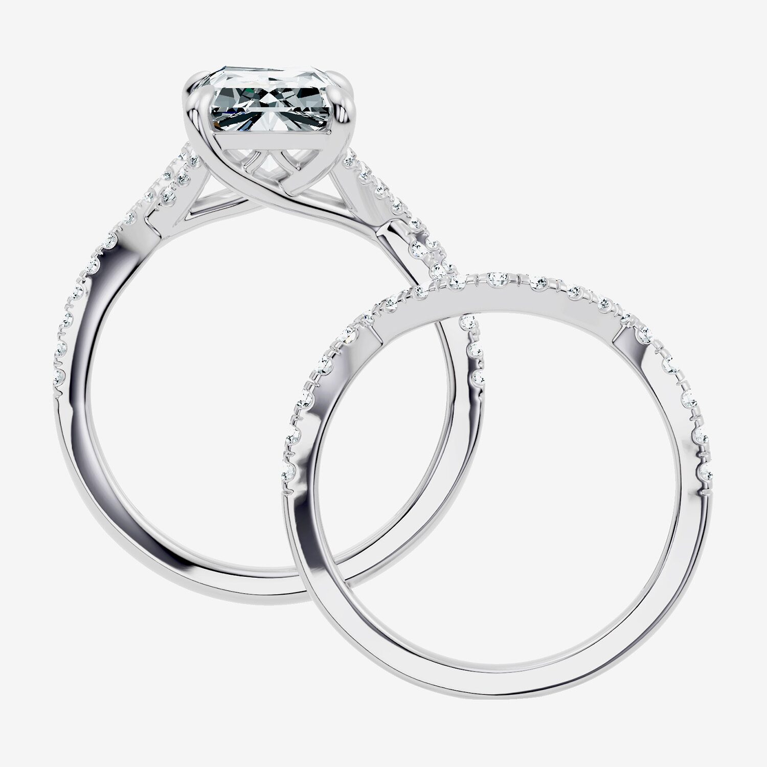 Signature By Modern Bride (F-G / Vs2-Si1) Womens 3 1/2 CT. T.W Lab Grown White Diamond 10K Gold Rectangular Side Stone Bridal Set