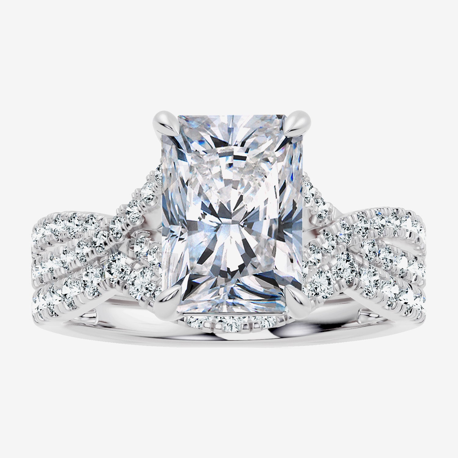 Signature By Modern Bride (F-G / Vs2-Si1) Womens 3 1/2 CT. T.W Lab Grown White Diamond 10K Gold Rectangular Side Stone Bridal Set