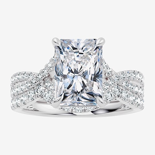 Signature By Modern Bride (F-G / Vs2-Si1) Womens 3 1/2 CT. T.W Lab Grown White Diamond 10K Gold Rectangular Side Stone Bridal Set, 9, White