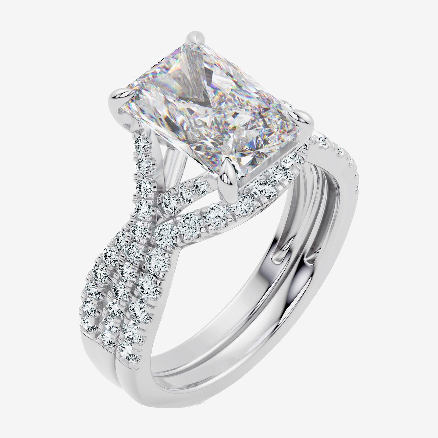 Signature By Modern Bride (F-G / Vs2-Si1) Womens 3 1/2 CT. T.W Lab Grown White Diamond 10K Gold Rectangular Side Stone Bridal Set