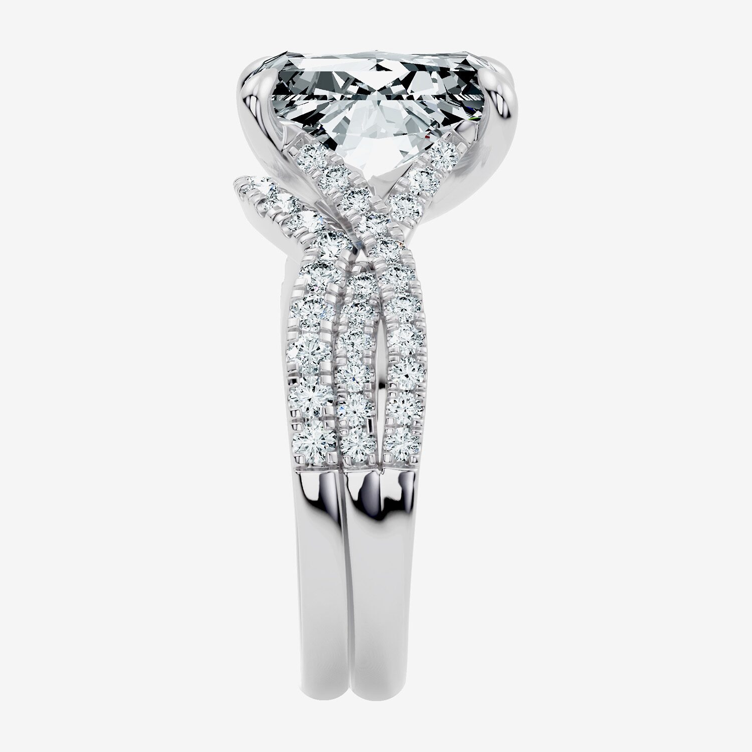 Signature By Modern Bride (F-G / Vs2-Si1) Womens 3 1/2 CT. T.W Lab Grown White Diamond 10K Gold Rectangular Side Stone Bridal Set