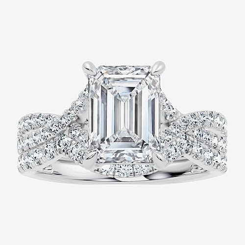 Signature By Modern Bride (F-G / Vs2-Si1) Womens 3 1/2 CT. T.W Lab Grown White Diamond 10K Gold Side Stone Bridal Set, 9, White