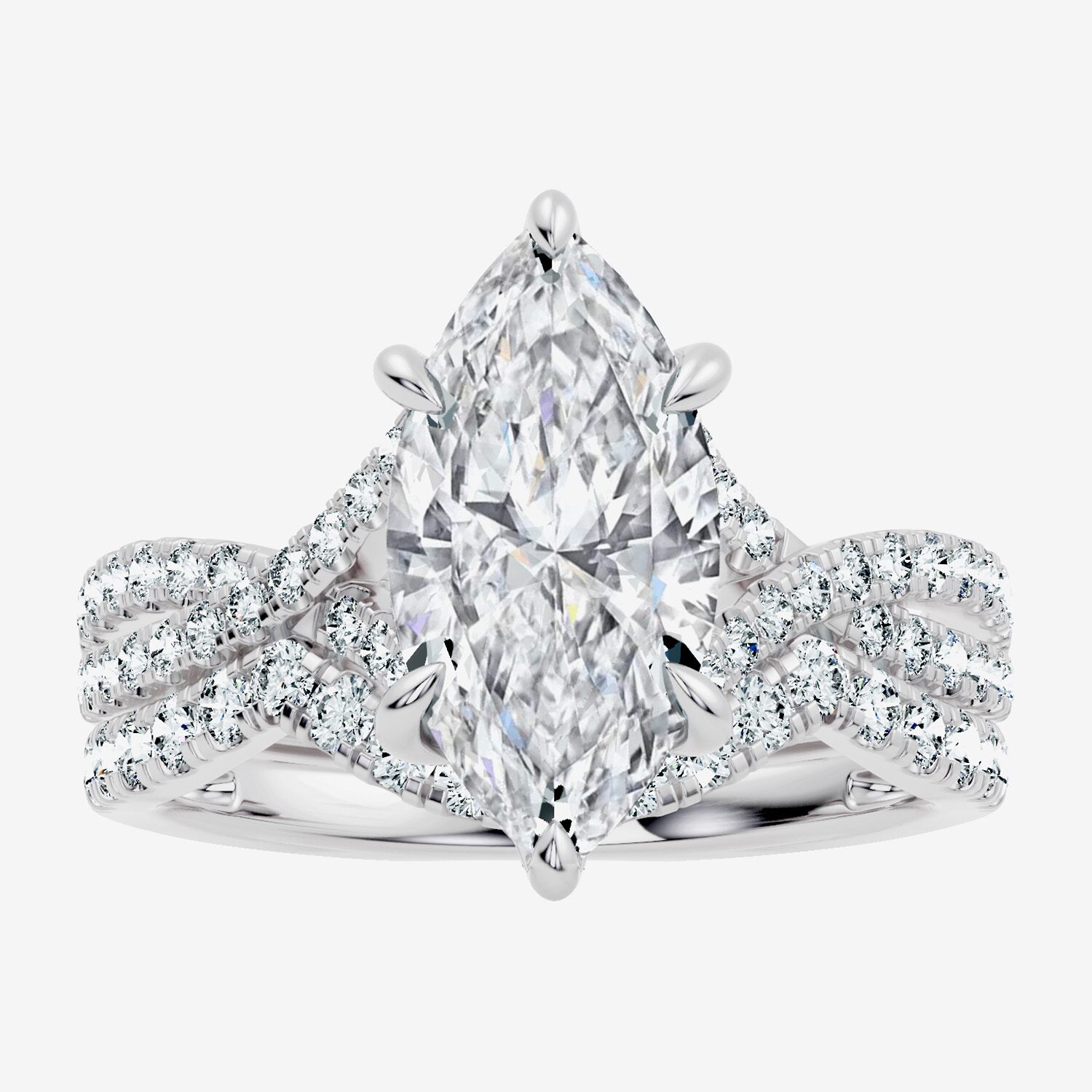 Signature By Modern Bride (F-G / Vs2-Si1) Womens 3 1/2 CT. T.W Lab Grown White Diamond 10K Gold Marquise Side Stone Bridal Set
