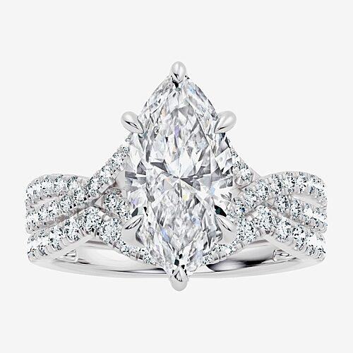 Signature By Modern Bride (F-G / Vs2-Si1) Womens 3 1/2 CT. T.W Lab Grown White Diamond 10K Gold Marquise Side Stone Bridal Set, 9, White