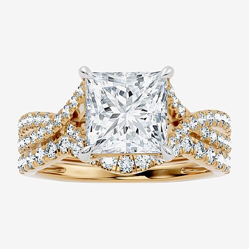 Signature By Modern Bride (F-G / Vs2-Si1) Womens 3 1/2 CT. T.W Lab Grown White Diamond 10K Gold Side Stone Bridal Set, 9, Yellow