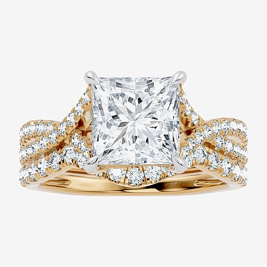 Signature By Modern Bride (F-G / Vs2-Si1) Womens 3 1/2 CT. T.W Lab Grown White Diamond 10K Gold Side Stone Bridal Set