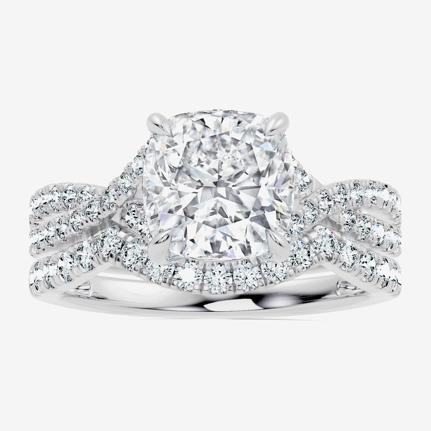 Signature By Modern Bride (F-G / Vs2-Si1) Womens 3 1/2 CT. T.W Lab Grown White Diamond 10K Gold Cushion Side Stone Bridal Set