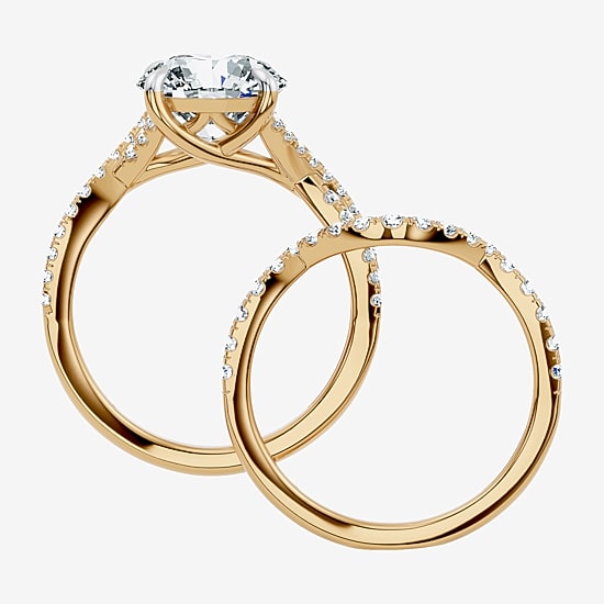 Signature By Modern Bride (F-G / Vs2-Si1) Womens 3 1/2 CT. T.W Lab Grown White Diamond 10K Gold Round Side Stone Bridal Set