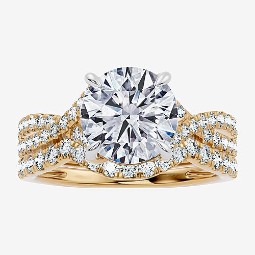 Signature By Modern Bride (F-G / Vs2-Si1) Womens 3 1/2 CT. T.W Lab Grown White Diamond 10K Gold Round Side Stone Bridal Set, 9, Yellow