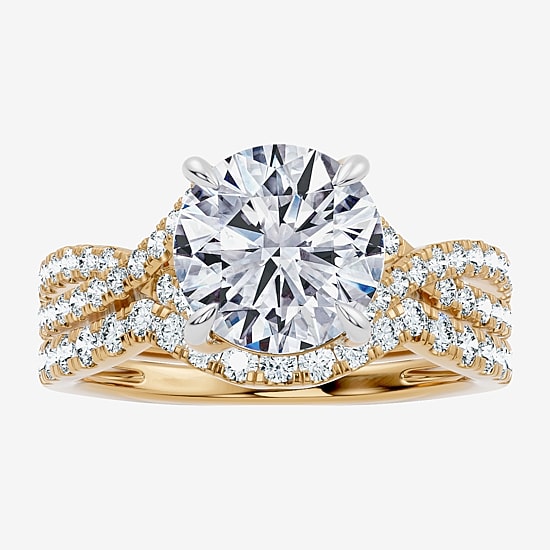 Signature By Modern Bride (F-G / Vs2-Si1) Womens 3 1/2 CT. T.W Lab Grown White Diamond 10K Gold Round Side Stone Bridal Set
