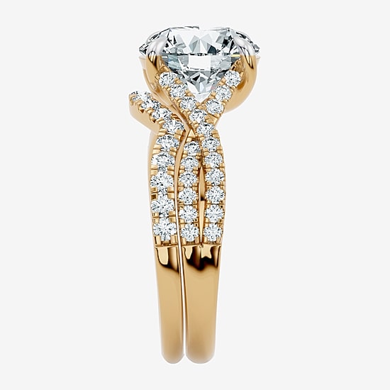 Signature By Modern Bride (F-G / Vs2-Si1) Womens 3 1/2 CT. T.W Lab Grown White Diamond 10K Gold Round Side Stone Bridal Set