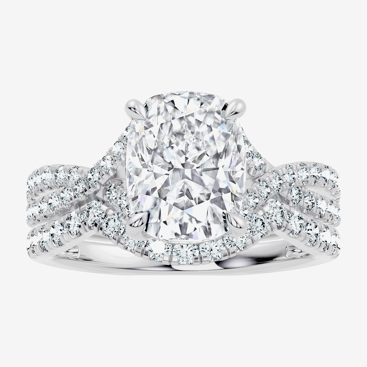 Signature By Modern Bride (F-G / Vs2-Si1) Womens 3 1/2 CT. T.W Lab Grown White Diamond 10K Gold Cushion Side Stone Bridal Set