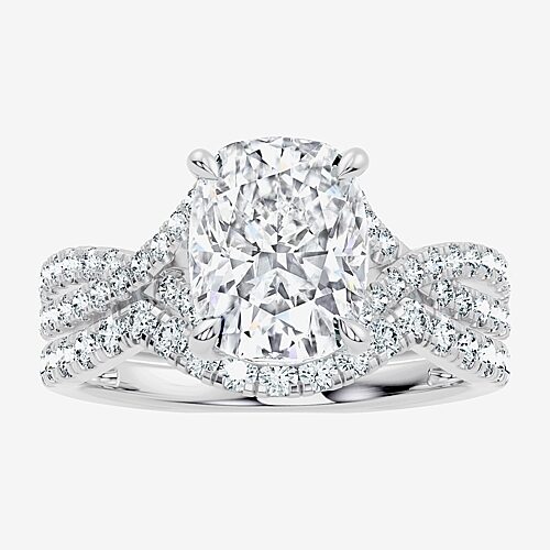 Signature By Modern Bride (F-G / Vs2-Si1) Womens 3 1/2 CT. T.W Lab Grown White Diamond 10K Gold Cushion Side Stone Bridal Set, 9, White