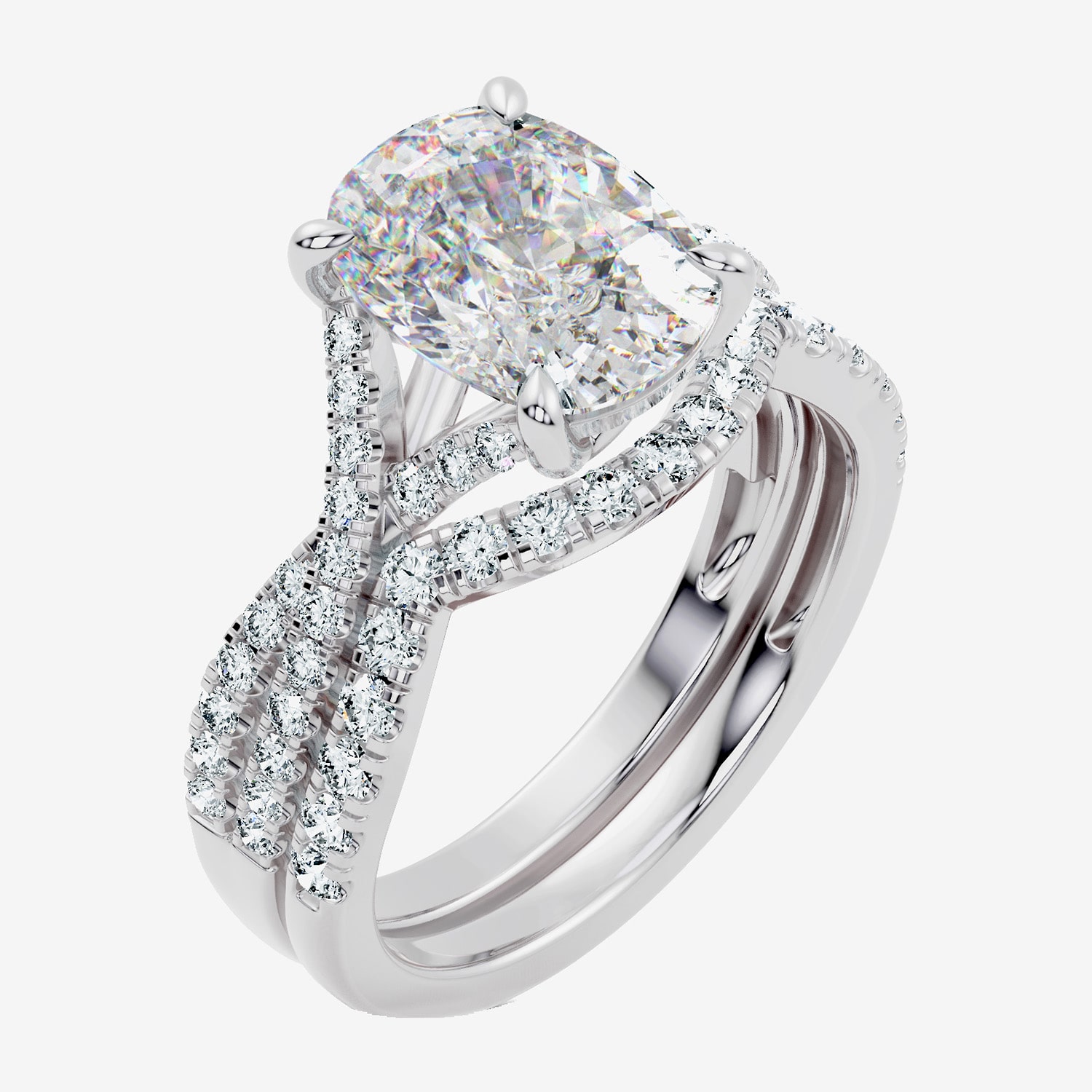 Signature By Modern Bride (F-G / Vs2-Si1) Womens 3 1/2 CT. T.W Lab Grown White Diamond 10K Gold Cushion Side Stone Bridal Set