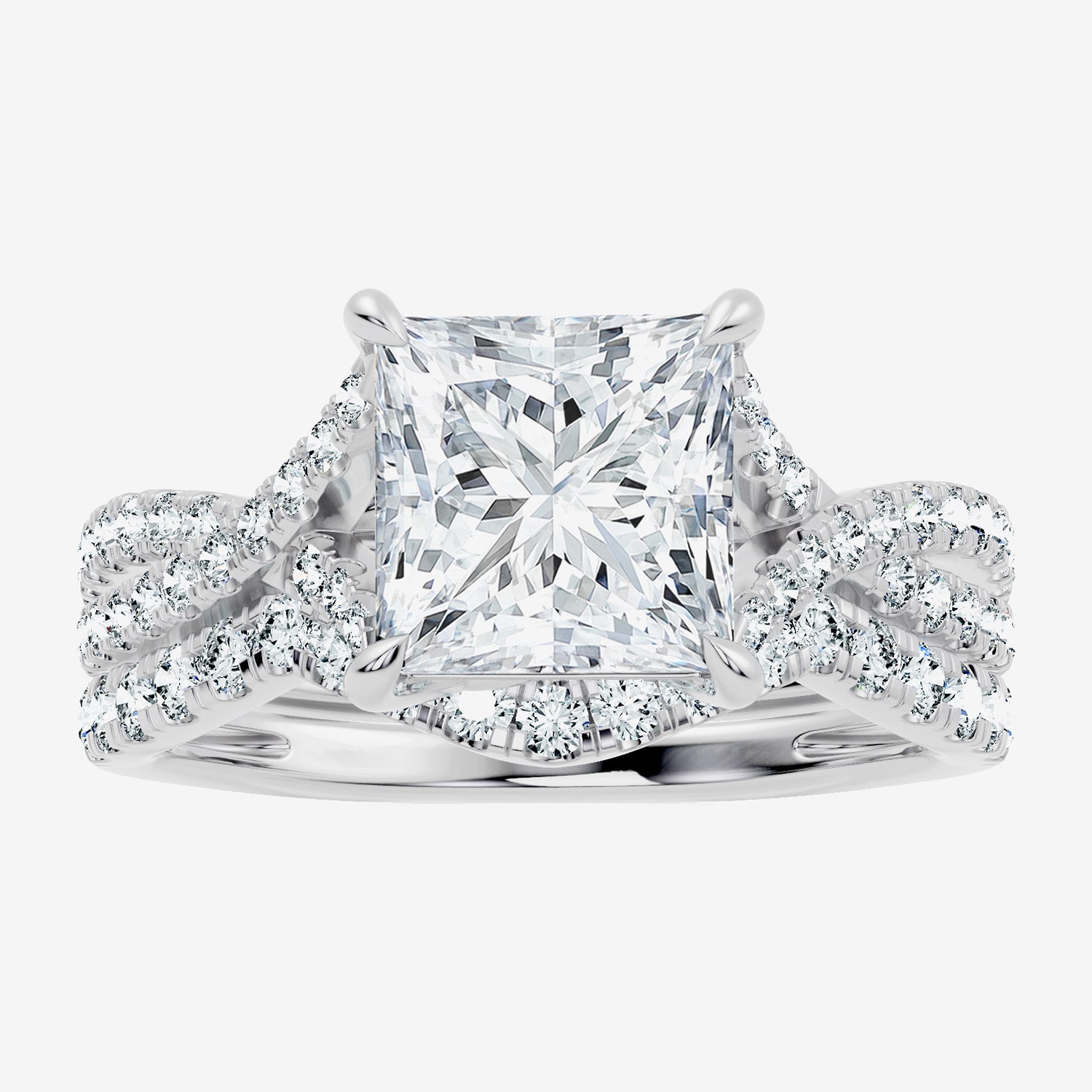 Signature By Modern Bride (F-G / Vs2-Si1) Womens 3 1/2 CT. T.W Lab Grown White Diamond 10K Gold Side Stone Bridal Set