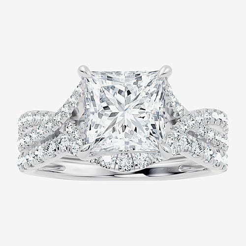 Signature By Modern Bride (F-G / Vs2-Si1) Womens 3 1/2 CT. T.W Lab Grown White Diamond 10K Gold Side Stone Bridal Set, 9, White