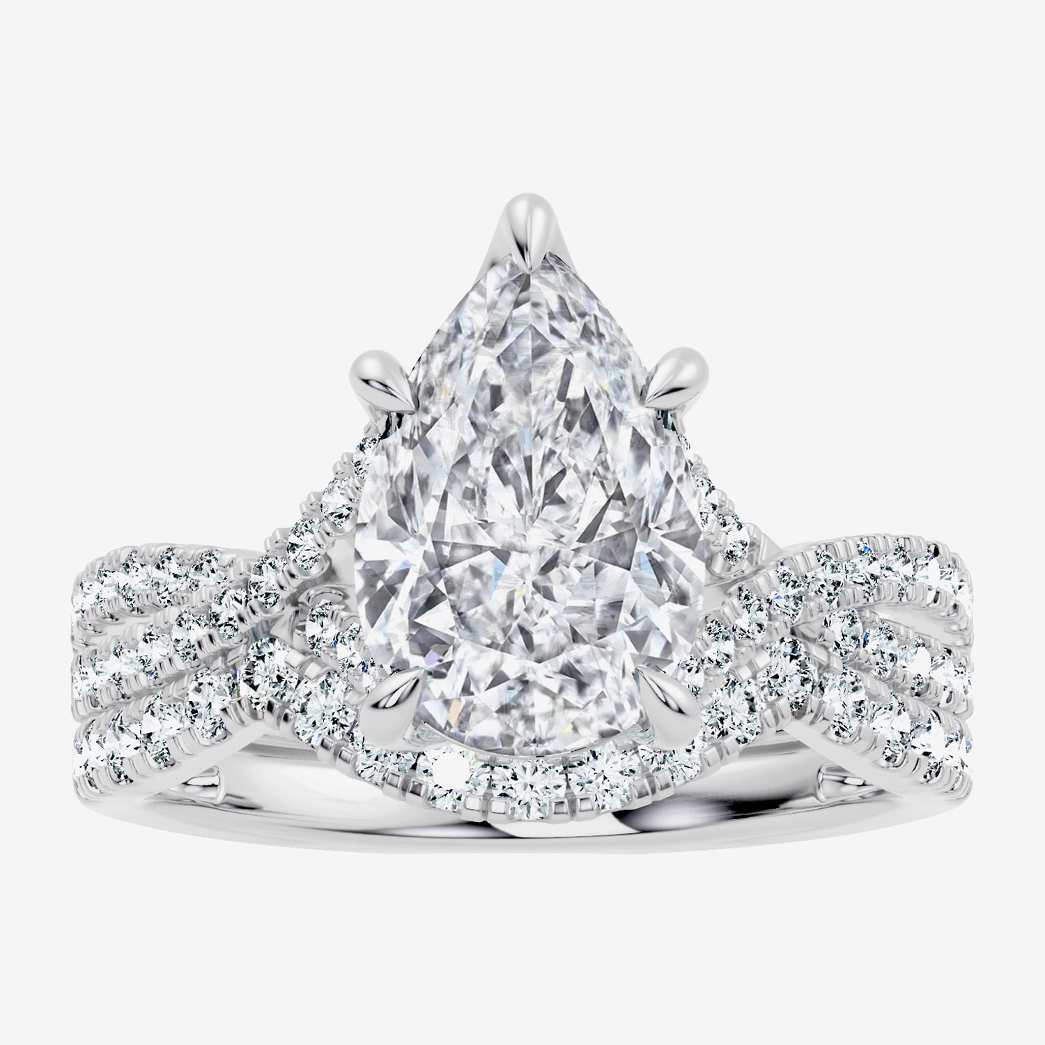Signature By Modern Bride (F-G / Vs2-Si1) Womens 3 1/2 CT. T.W Lab Grown White Diamond 10K Gold Pear Side Stone Bridal Set