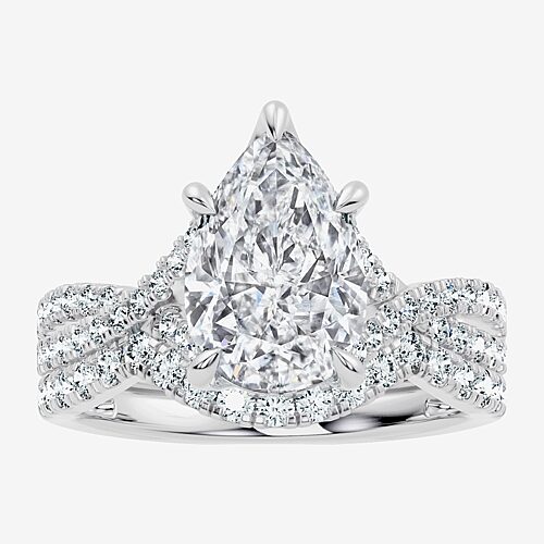 Signature By Modern Bride (F-G / Vs2-Si1) Womens 3 1/2 CT. T.W Lab Grown White Diamond 10K Gold Pear Side Stone Bridal Set, 9, White