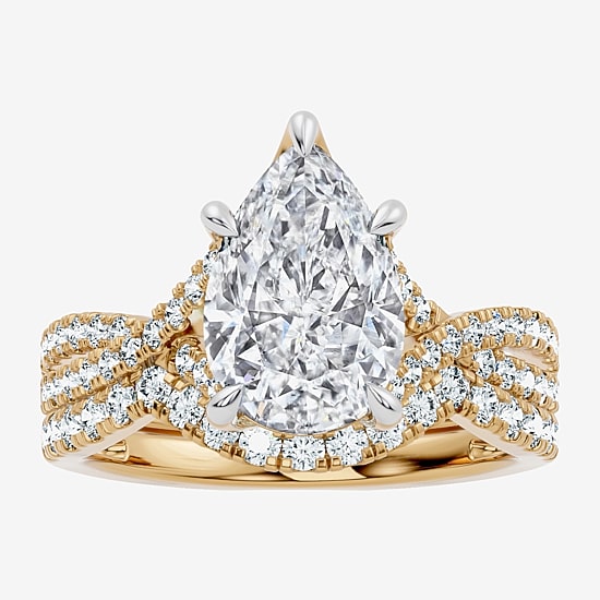 Signature By Modern Bride (F-G / Vs2-Si1) Womens 3 1/2 CT. T.W Lab Grown White Diamond 10K Gold Pear Side Stone Bridal Set