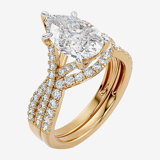 Signature By Modern Bride (F-G / Vs2-Si1) Womens 3 1/2 CT. T.W Lab Grown White Diamond 10K Gold Pear Side Stone Bridal Set