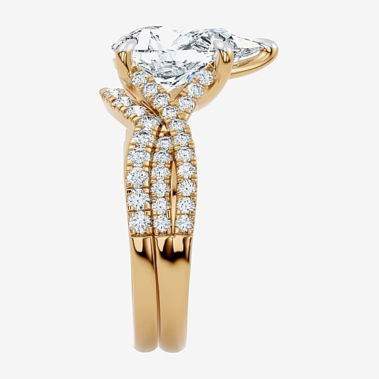 Signature By Modern Bride (F-G / Vs2-Si1) Womens 3 1/2 CT. T.W Lab Grown White Diamond 10K Gold Pear Side Stone Bridal Set