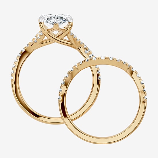 Signature By Modern Bride (F-G / Vs2-Si1) Womens 3 1/2 CT. T.W Lab Grown White Diamond 10K Gold Marquise Side Stone Bridal Set