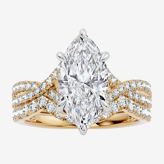 Signature By Modern Bride (F-G / Vs2-Si1) Womens 3 1/2 CT. T.W Lab Grown White Diamond 10K Gold Marquise Side Stone Bridal Set