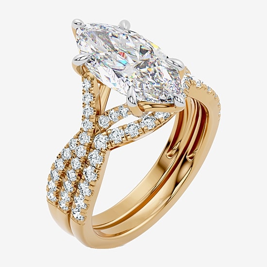 Signature By Modern Bride (F-G / Vs2-Si1) Womens 3 1/2 CT. T.W Lab Grown White Diamond 10K Gold Marquise Side Stone Bridal Set