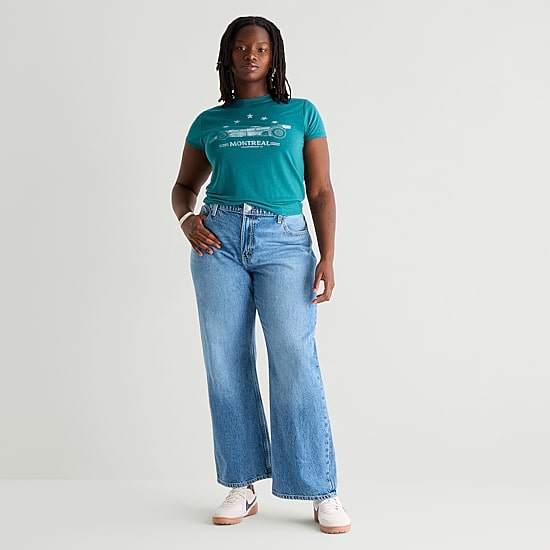 Arizona Womens Juniors Plus Straight Leg Jean