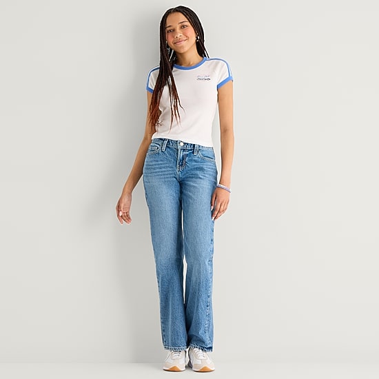 Arizona Womens Juniors Low Rise Straight Leg Jean