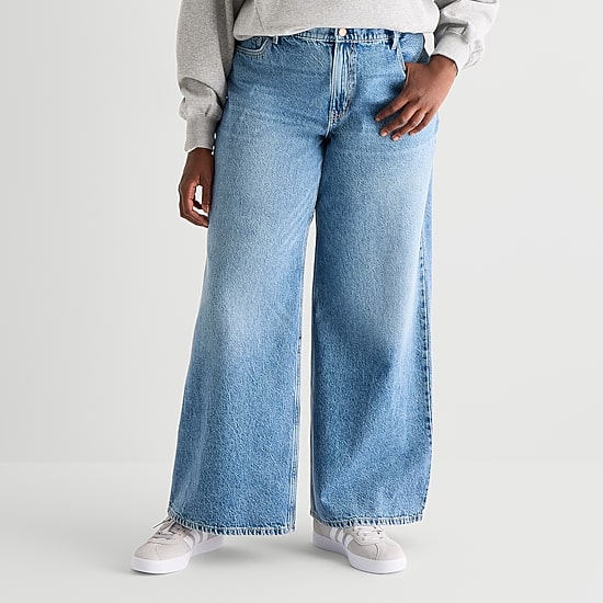 Arizona Womens Juniors Plus Low Rise Baggy Fit Jean