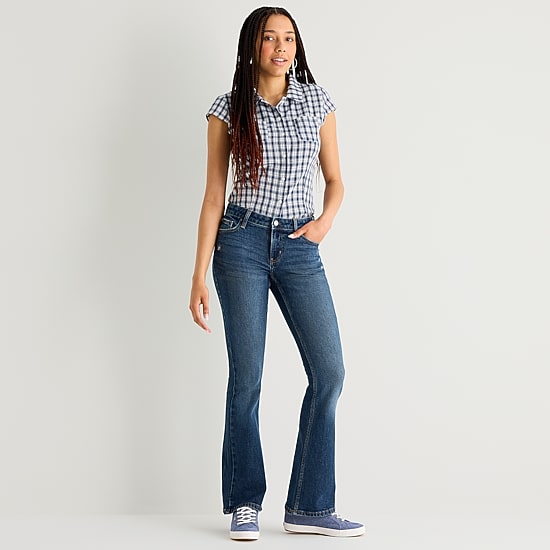 Arizona Womens Juniors Low Rise Bootcut Jean