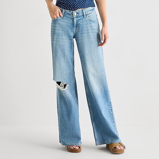 Arizona Womens Juniors Low Rise Baggy Fit Jean