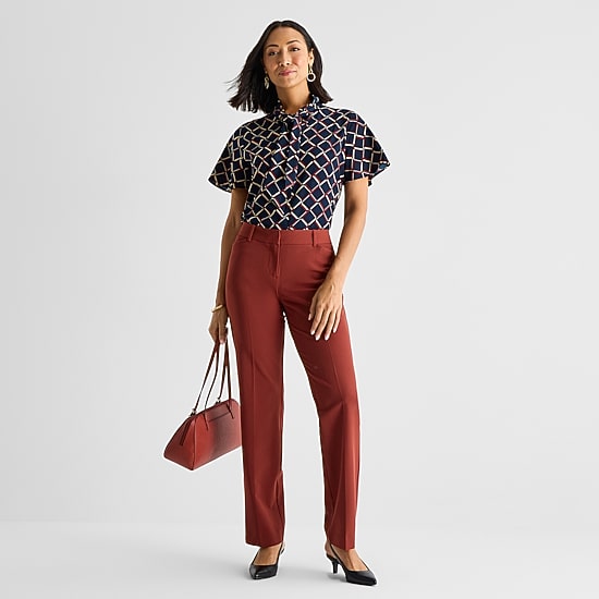 Liz Claiborne Audra Womens Straight Mid Rise Trouser - JCPenney