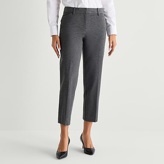 Liz Claiborne Emma Ponte Womens Straight Mid Rise Ankle Pant