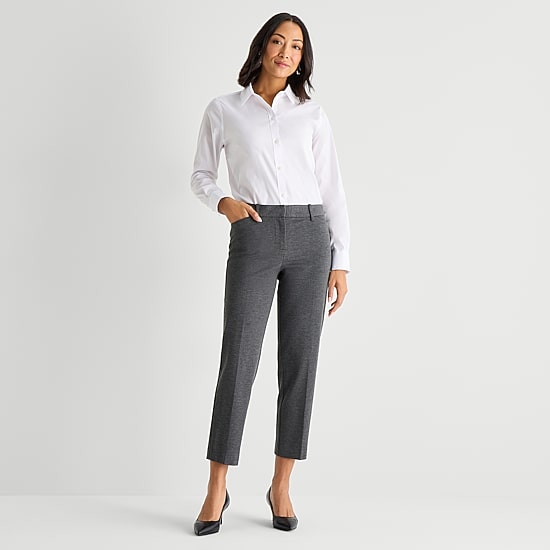 Liz Claiborne Emma Ponte Womens Straight Mid Rise Ankle Pant