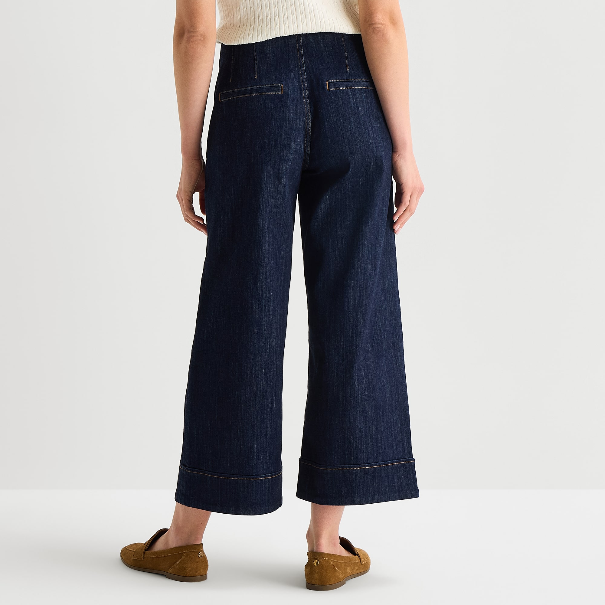St. John's Bay Womens High Rise Cropped Wide Leg Jean