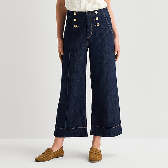 St. John's Bay Womens High Rise Cropped Wide Leg Jean