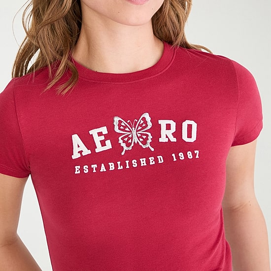 AEROPOSTALE Womens Juniors Crew Neck Short Sleeve Regular Fit Graphic T-Shirt