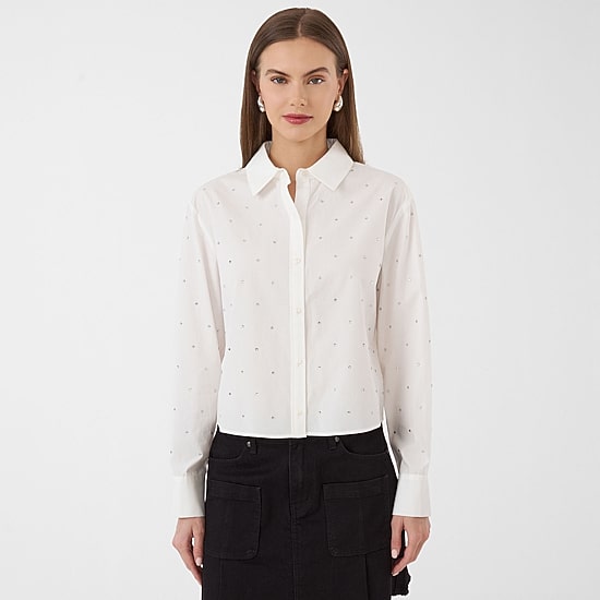 RM Rebecca Minkoff Womens Fitted Long Sleeve Loose Fit Button-Down Shirt