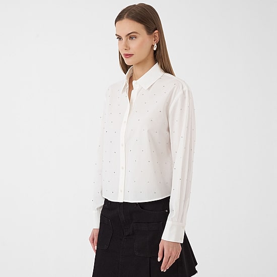 RM Rebecca Minkoff Womens Fitted Long Sleeve Loose Fit Button-Down Shirt