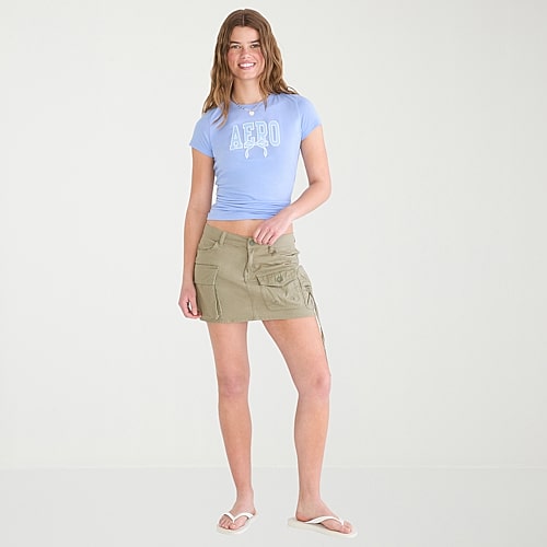 Aéropostale Womens Juniors Crew Neck Short Sleeve Regular Fit Graphic T-shirt In Blue