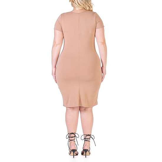 24seven Comfort Apparel Womens Plus Short Sleeve Wrap Dress