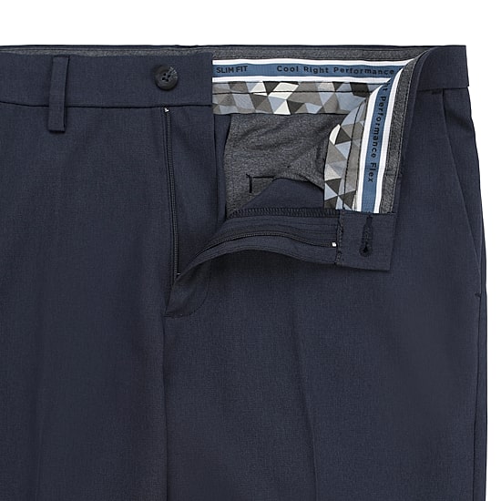 Haggar Cool Right Performance Flex Mens COMFORT WAISTBAND Slim Fit Flat Front Pant