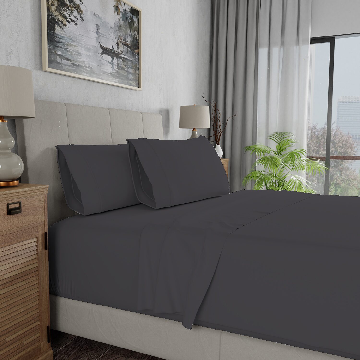 Color Sense 100% Cotton 300TC Ultra-Soft & Silky Wrinkle-Resistant Sheets Set