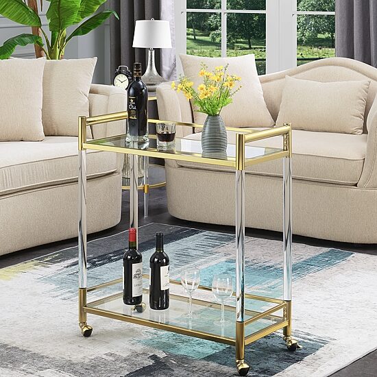Royal Crest 2-Tier Acrylic Glass Bar Cart