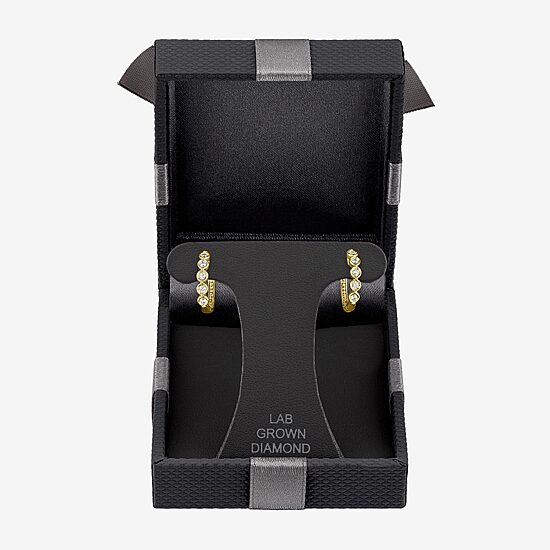 (G-H / I1-I2) Womens 1/6 CT. T.W. Lab Grown White Diamond 10K Gold 13.5mm Hoop Earrings