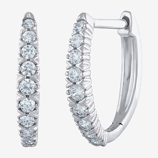 1/4 CT. T.W. Natural White Diamond 10K White Gold 11.8mm Hoop Earrings