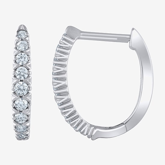 1/4 CT. T.W. Natural White Diamond 10K White Gold 11.8mm Hoop Earrings