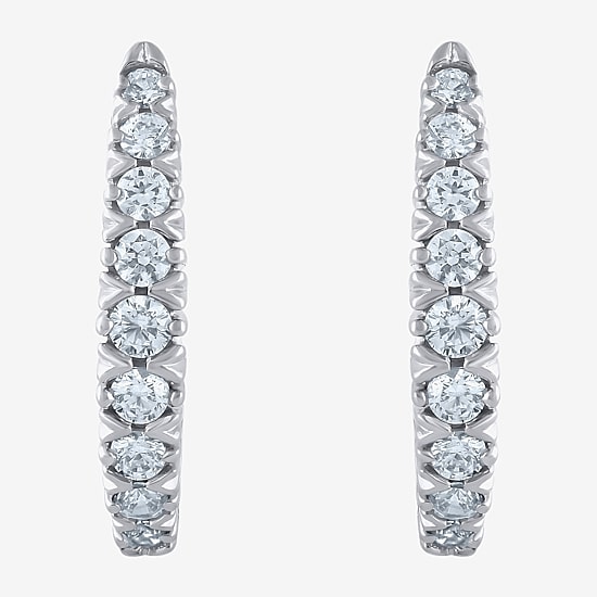 1/4 CT. T.W. Natural White Diamond 10K White Gold 11.8mm Hoop Earrings